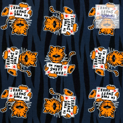 Dzianina Singiel Jersey 170g z elastanem drukowana cyfrowo tygryski