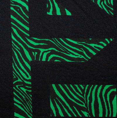Dzianina Dresówka 285g drukowana cyfrowo grafika zielono czarna