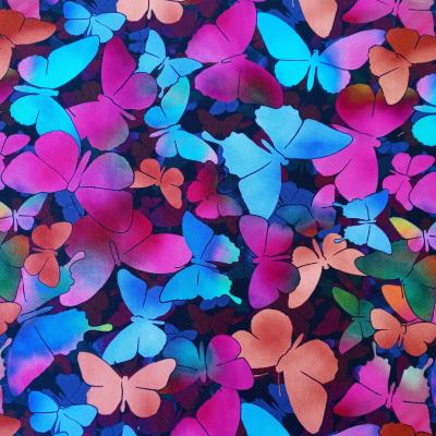 Dzianina Dresówka 180g drukowana cyfrowo kolorowe motyle