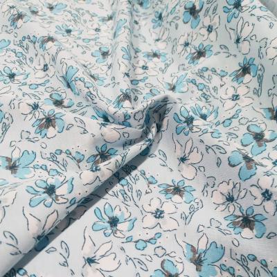 Dzianina Singiel Jersey 150 g drukowany rotacyjnie Niebieskie kwiaty