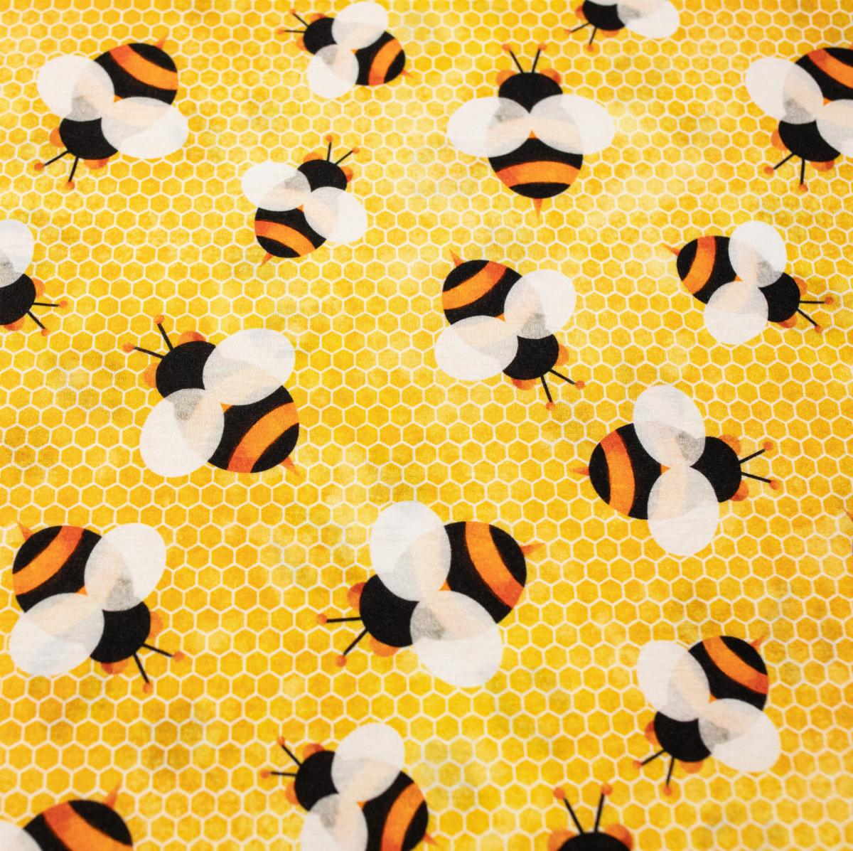 Dzianina Singiel Jersey 145g drukowana cyfrowo  pszczoła