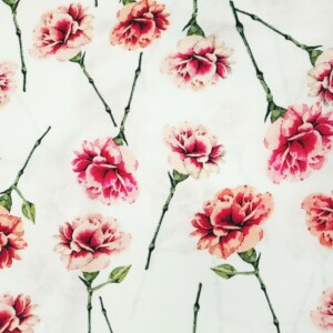 Dzianina singiel z elastanem 150g  druk cyfrowy - goździki