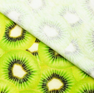 Dzianina Singiel Jersey 145g drukowana cyfrowo plastry kiwi