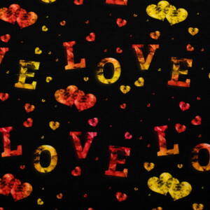 Dzianina Singiel Jersey 145g drukowana cyfrowo serca Love