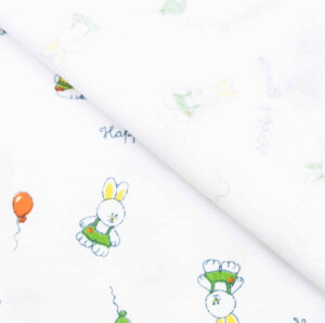 Dzianina Singiel Jersey 150g drukowana rotacyjnie Happy Bunny