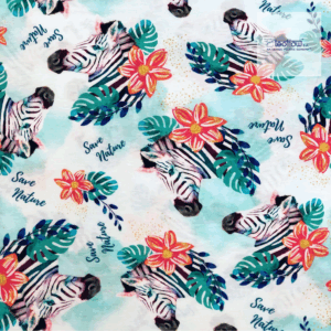 Dzianina singiel 145g druk cyfrowy - zebry i monstery